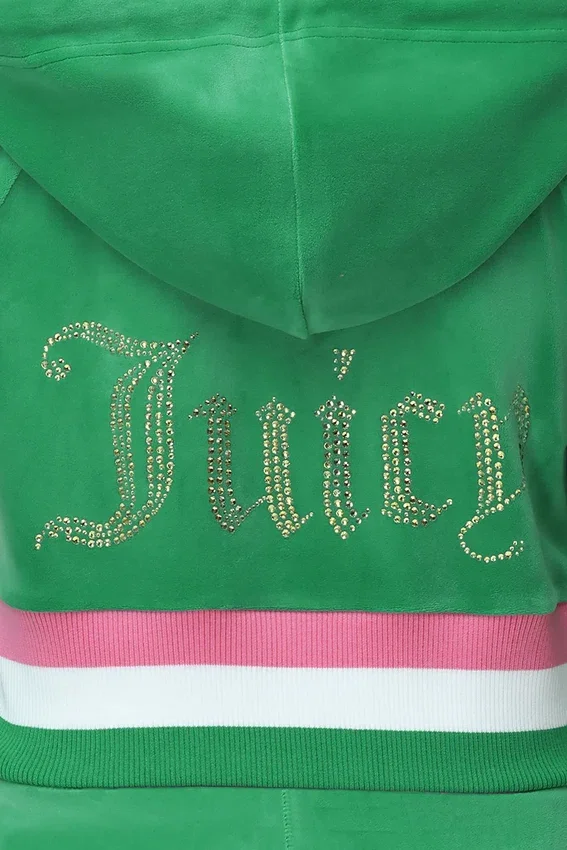 Heritage Stripe Bling Velour Zip Hoodie Heritage Stripe Bling Velour Zip Hoodie