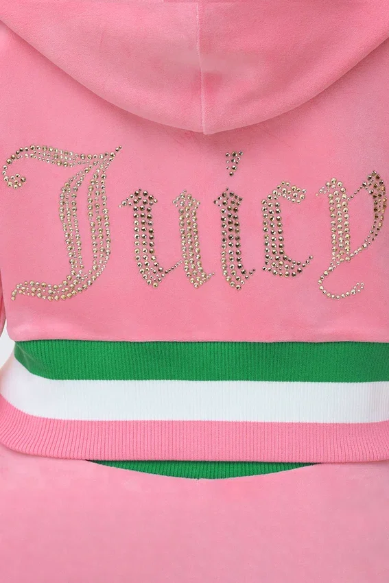 Heritage Stripe Bling Velour Zip Hoodie Heritage Stripe Bling Velour Zip Hoodie