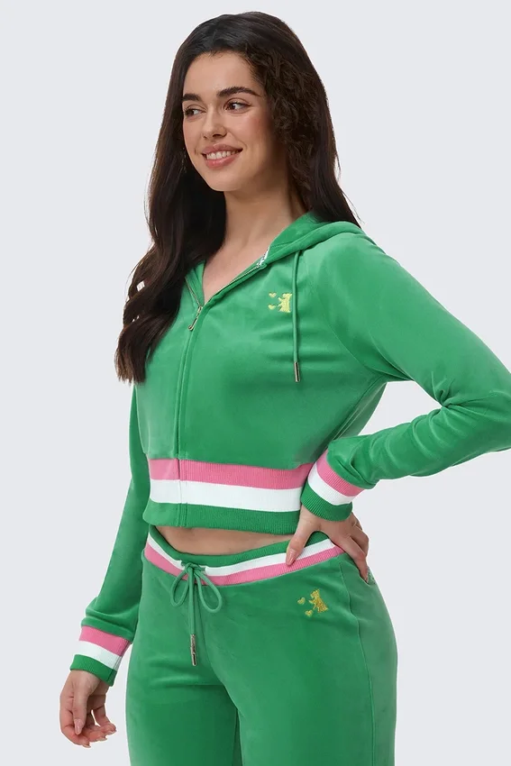 Heritage Stripe Bling Velour Zip Hoodie Heritage Stripe Bling Velour Zip Hoodie