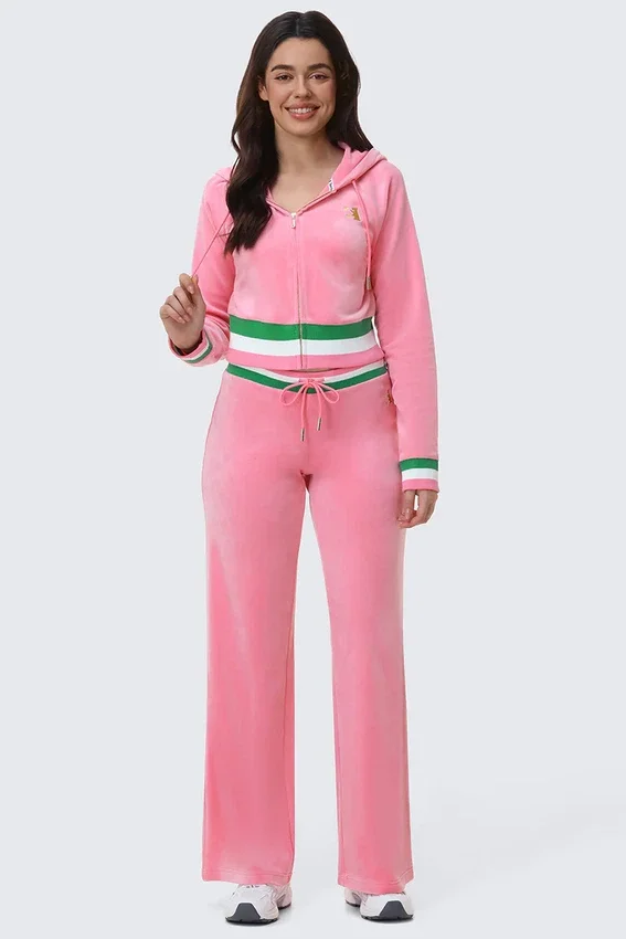 Heritage Stripe Bling Velour Zip Hoodie Heritage Stripe Bling Velour Zip Hoodie