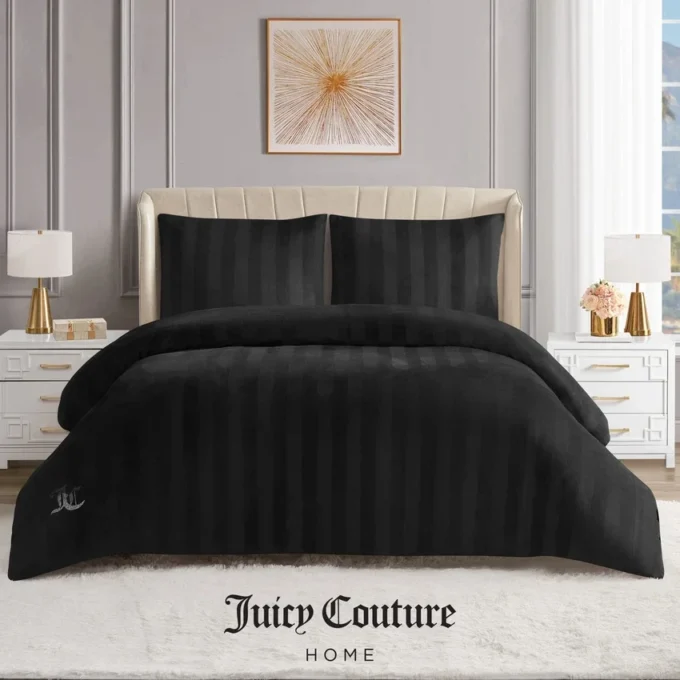 Jenny Velour Striped Jacquard Comforter Set