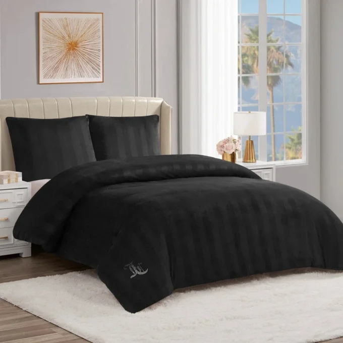 Jenny Velour Striped Jacquard Duvet Set Jenny Velour Striped Jacquard Duvet Set