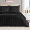 Jenny Velour Striped Jacquard Duvet Set Jenny Velour Striped Jacquard Duvet Set