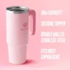 Jetsetter Hydration Stainless Steel Tumbler with Handle, Straw & Topper with Neoprene Crossbody Pouch