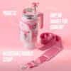 Jetsetter Hydration Stainless Steel Tumbler with Handle, Straw & Topper with Neoprene Crossbody Pouch