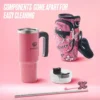 Jetsetter Hydration Stainless Steel Tumbler with Handle, Straw & Topper with Neoprene Crossbody Pouch