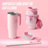 Jetsetter Hydration Stainless Steel Tumbler with Handle, Straw & Topper with Neoprene Crossbody Pouch
