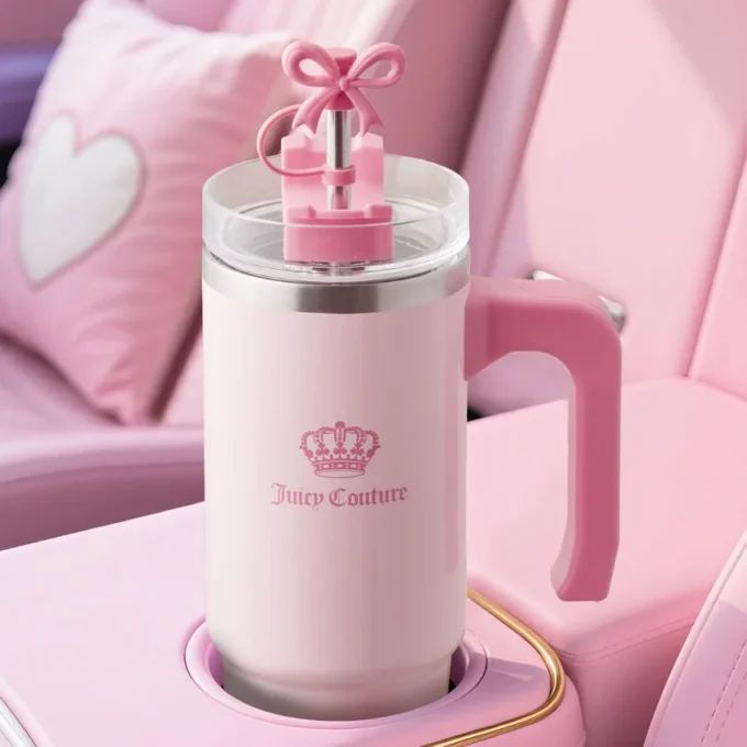 Jetsetter Hydration Stainless Steel Tumbler with Handle, Straw & Topper with Neoprene Crossbody Pouch