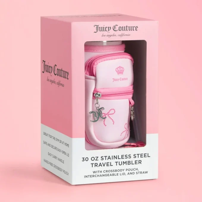 Jetsetter Hydration Stainless Steel Tumbler with Handle, Straw & Topper with Neoprene Crossbody Pouch
