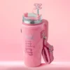 Jetsetter Hydration Stainless Steel Tumbler with Handle, Straw & Topper with Velour Crossbody Pouch