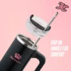 Jetsetter Hydration Stainless Steel Tumbler with Handle, Straw & Topper with Velour Crossbody Pouch