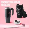 Jetsetter Hydration Stainless Steel Tumbler with Handle, Straw & Topper with Velour Crossbody Pouch