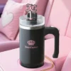 Jetsetter Hydration Stainless Steel Tumbler with Handle, Straw & Topper with Velour Crossbody Pouch