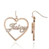 Juicy Script Crystal Heart Drop Earrings