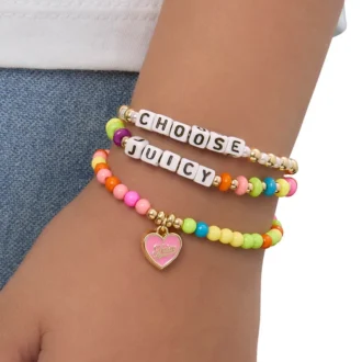 Kids Choose Juicy Heart Charm 3 Piece Stretch Beaded Bracelet Set Kids Choose Juicy Heart Charm 3 Piece Stretch Beaded Bracelet Set