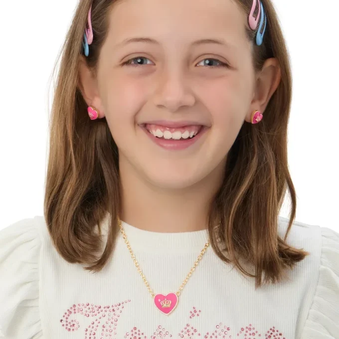 Kids Crown Logo Heart Pendant Necklace Kids Crown Logo Heart Pendant Necklace