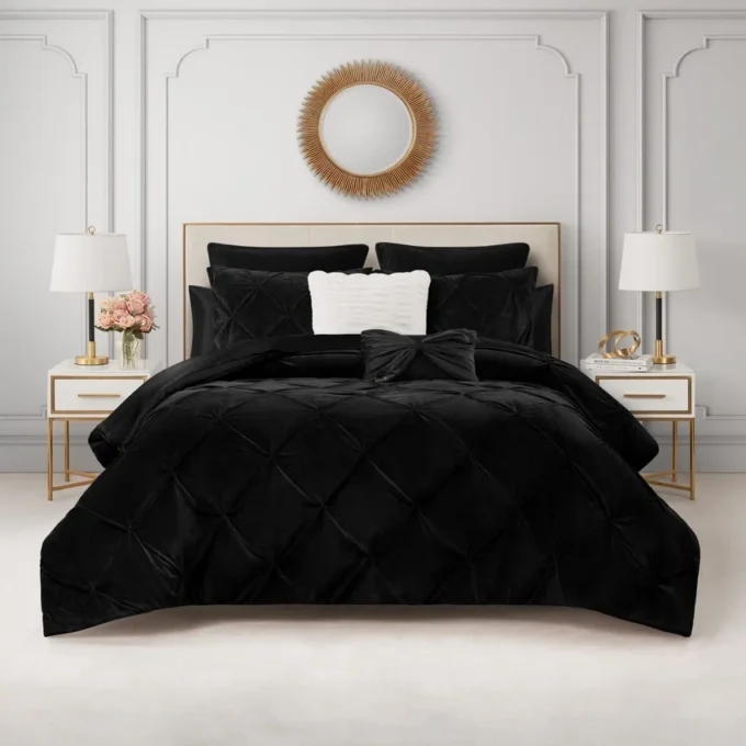Kiss Pleat Micromink Comforter Set with Decorative Pillows Kiss Pleat Micromink Comforter Set with Decorative Pillows