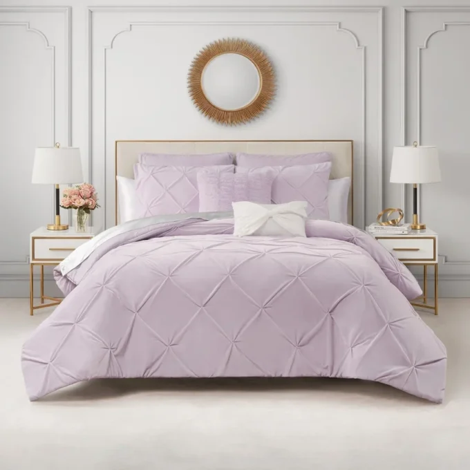 Kiss Pleat Micromink Comforter Set with Decorative Pillows Kiss Pleat Micromink Comforter Set with Decorative Pillows