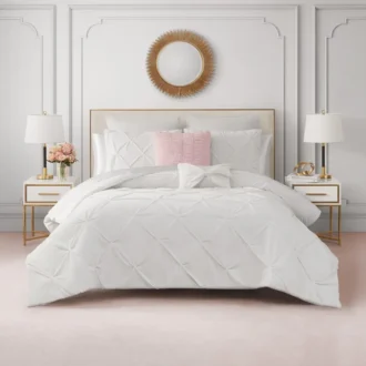 Kiss Pleat Micromink Comforter Set with Decorative Pillows