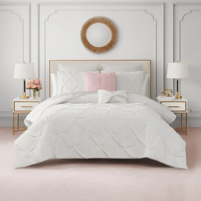 Kiss Pleat Micromink Comforter Set with Decorative Pillows Kiss Pleat Micromink Comforter Set with Decorative Pillows