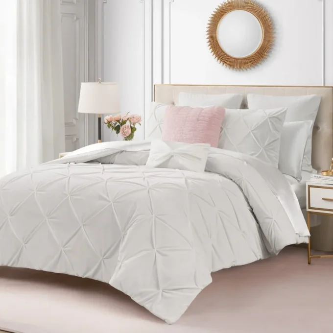 Kiss Pleat Micromink Comforter Set with Decorative Pillows Kiss Pleat Micromink Comforter Set with Decorative Pillows