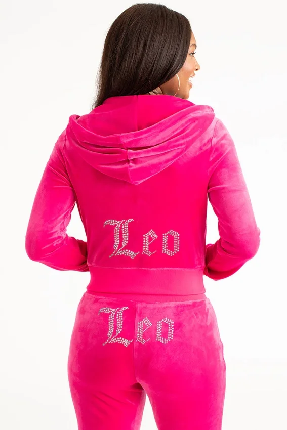 Leo Customizable Big Bling Velour Hoodie Leo Customizable Big Bling Velour Hoodie