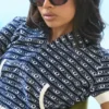 Logo Stripe Short Sleeve Zip Hoodie