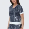 Logo Stripe Short Sleeve Zip Hoodie