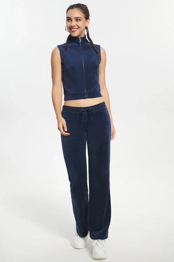 Mockneck Cotton Velour Zip-Up Vest Mockneck Cotton Velour Zip-Up Vest
