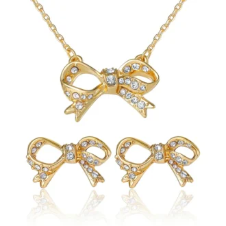 Pava Bow Necklace & Stud Earring Set Pava Bow Necklace & Stud Earring Set