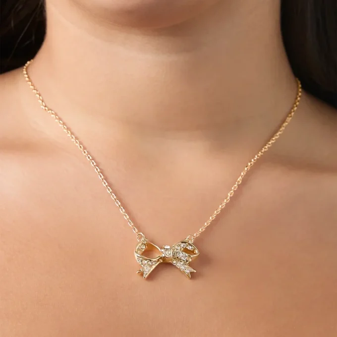 Pava Bow Necklace & Stud Earring Set