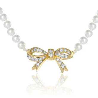 Pearl Necklace with Pava Bow Pearl Necklace with Pava Bow