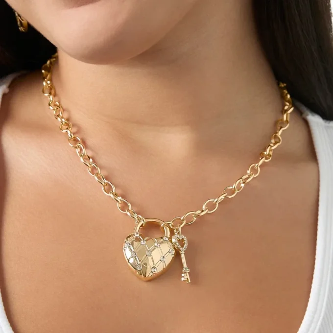 Pearl Station Heart Pendant Necklace