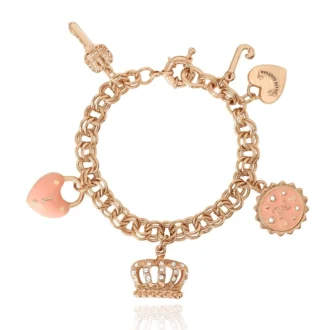 Pink Charm Bracelet with Pave Accents Pink Charm Bracelet with Pave Accents
