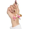 Pink Enamel Heart Keychain Bag Charm