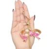 Pink Enamel Heart Keychain Bag Charm