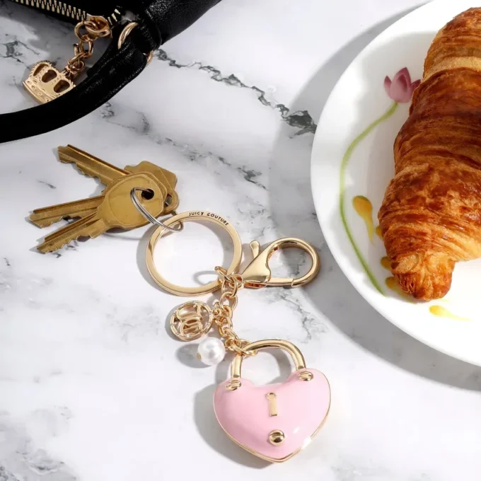 Pink Padlock Heart Keychain Bag Charm Pink Padlock Heart Keychain Bag Charm