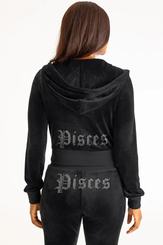 Pisces Customizable Big Bling Velour Hoodie Pisces Customizable Big Bling Velour Hoodie