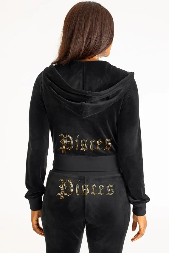 Pisces Customizable Big Bling Velour Hoodie Pisces Customizable Big Bling Velour Hoodie