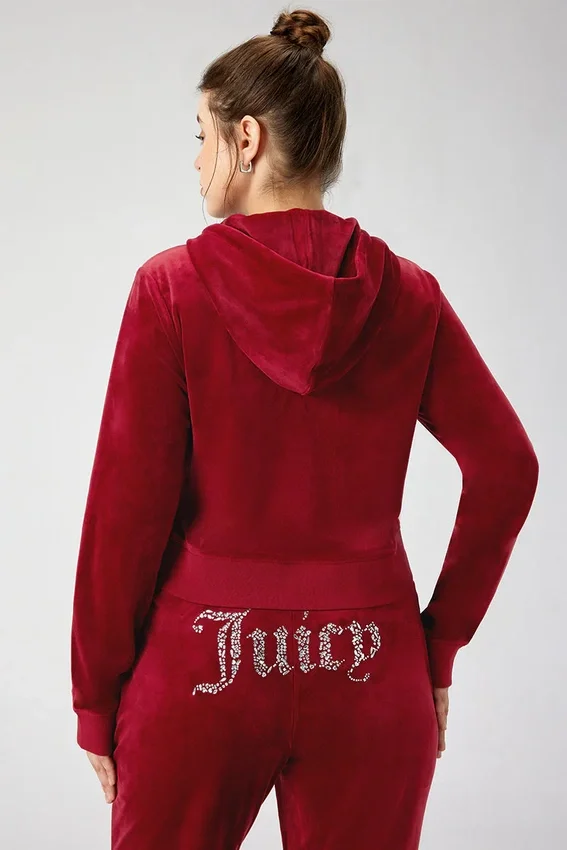 Plus-Size Front Mixed Crystals Velour Hoodie Plus-Size Front Mixed Crystals Velour Hoodie