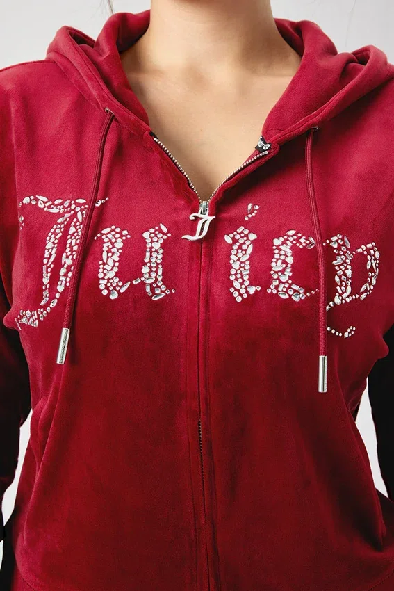 Plus-Size Front Mixed Crystals Velour Hoodie Plus-Size Front Mixed Crystals Velour Hoodie