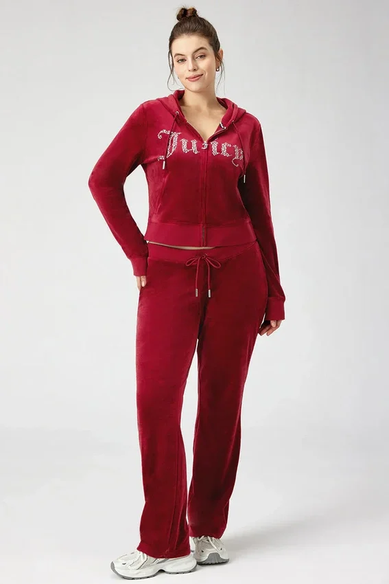 Plus-Size Front Mixed Crystals Velour Hoodie Plus-Size Front Mixed Crystals Velour Hoodie