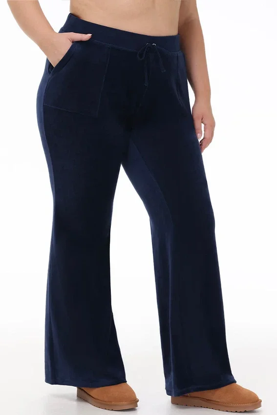 Plus-Size Hollywood Scottie Snap Pocket Cotton Velour Track Pants Plus-Size Hollywood Scottie Snap Pocket Cotton Velour Track Pants