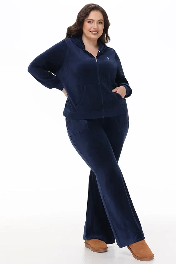 Plus-Size Hollywood Scottie Snap Pocket Cotton Velour Track Pants Plus-Size Hollywood Scottie Snap Pocket Cotton Velour Track Pants