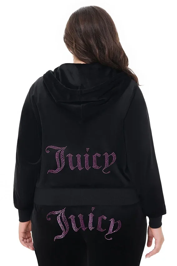 Plus-Size Technicolor Customizable Big Bling Velour Hoodie Plus-Size Technicolor Customizable Big Bling Velour Hoodie