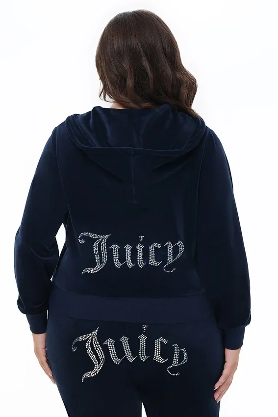 Plus-Size Technicolor Customizable Big Bling Velour Hoodie Plus-Size Technicolor Customizable Big Bling Velour Hoodie