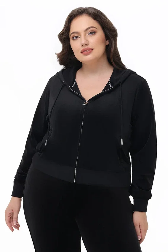 Plus-Size Technicolor Customizable Big Bling Velour Hoodie Plus-Size Technicolor Customizable Big Bling Velour Hoodie