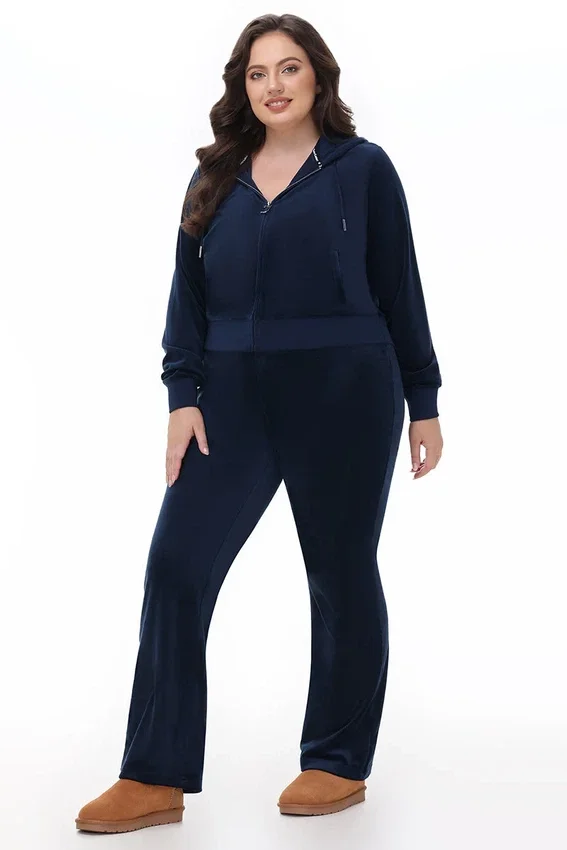 Plus-Size Technicolor Customizable Big Bling Velour Hoodie Plus-Size Technicolor Customizable Big Bling Velour Hoodie