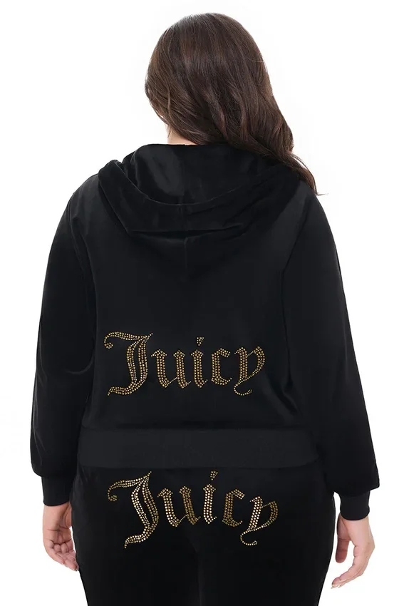 Plus-Size Technicolor Customizable Big Bling Velour Hoodie Plus-Size Technicolor Customizable Big Bling Velour Hoodie