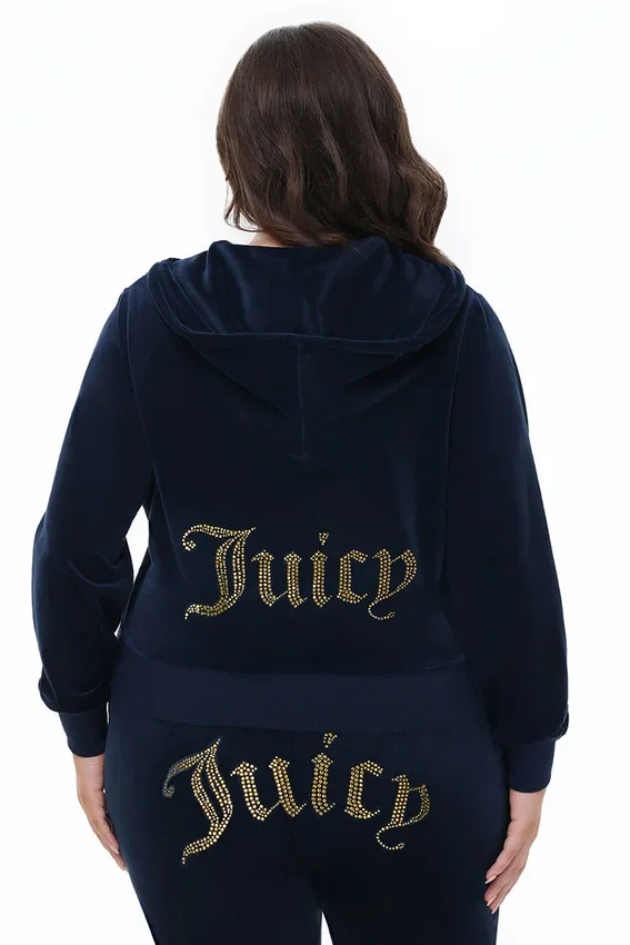 Plus-Size Technicolor Customizable Big Bling Velour Hoodie Plus-Size Technicolor Customizable Big Bling Velour Hoodie